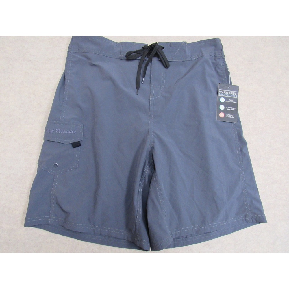 Maui‎ Rippers Maui Mermaids Mens Board Shorts Gray 4-Way Stretch 1X NWT